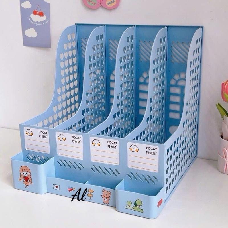 Kệ Sách 4 Ngăn 2 Tầng Màu Trơn Để Bán Học,Đựng Đồ Trang Trí Decor Bàn Học - Giá Khay Kệ Đựng Tài Liệu Văn Phòng Đựng Bút