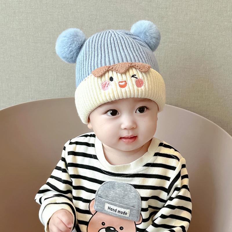 Product Introduction of Cute Warm Fur Ball Earmuffs Hat Autumn and Winter Baby Hat Woolen Cap Baby New Year Red Winter Thockening 2
