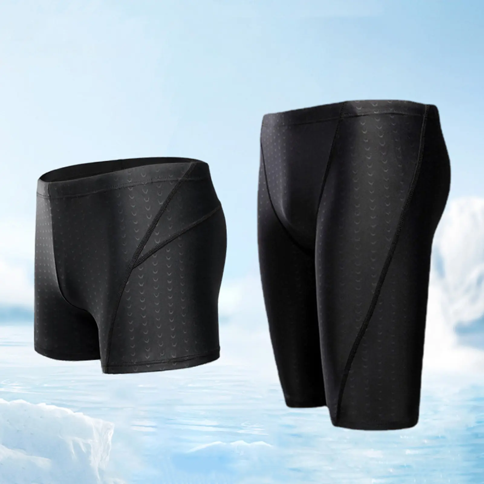 Voidistar-Men Swimming Shorts Waterproof Quick Dry High Elasticity Mid Waist Soft Breathable Solid Color Plus Size Swimming Pants