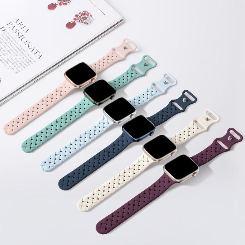 Sports Silicone Watch Band (Band Only), Breathable Soft Replacement Watch Band, Fashion Smart Watch Band Compatible with Apple Watch Series, Sports Watch Band 3