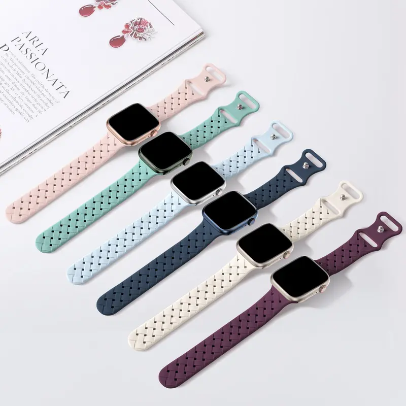Sports Silicone Watch Band (Band Only), Breathable Soft Replacement Watch Band, Fashion Smart Watch Band Compatible with Apple Watch Series, Sports Watch Band 3