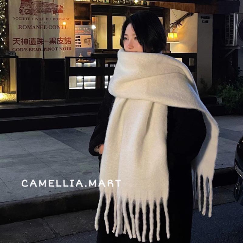 Khăn quàng cổ bản to ấm áp BST màu trơn mới, khăn len choàng chất liệu dày dặn style Hàn Quốc