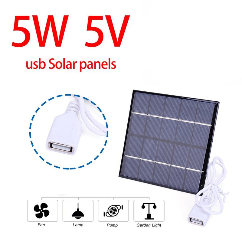 5W 5V Solar Battery Charger Board Outdoor Camping Power Bank Phone Charging 2