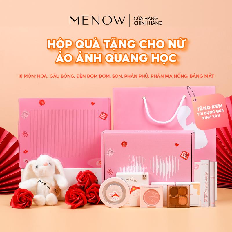 Hộp quà tặng dành cho nữ kèm túi quà, gấu bông, hoa sáp và đèn Menow Bunny Box