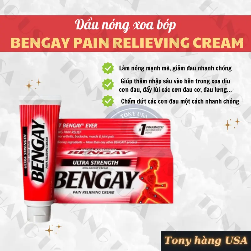 【Date T9/2026】Dầu Nóng Xoa Bóp Bengay Relieving Cream Của Mỹ - MẪU MỚI - Tony Hàng USA 0