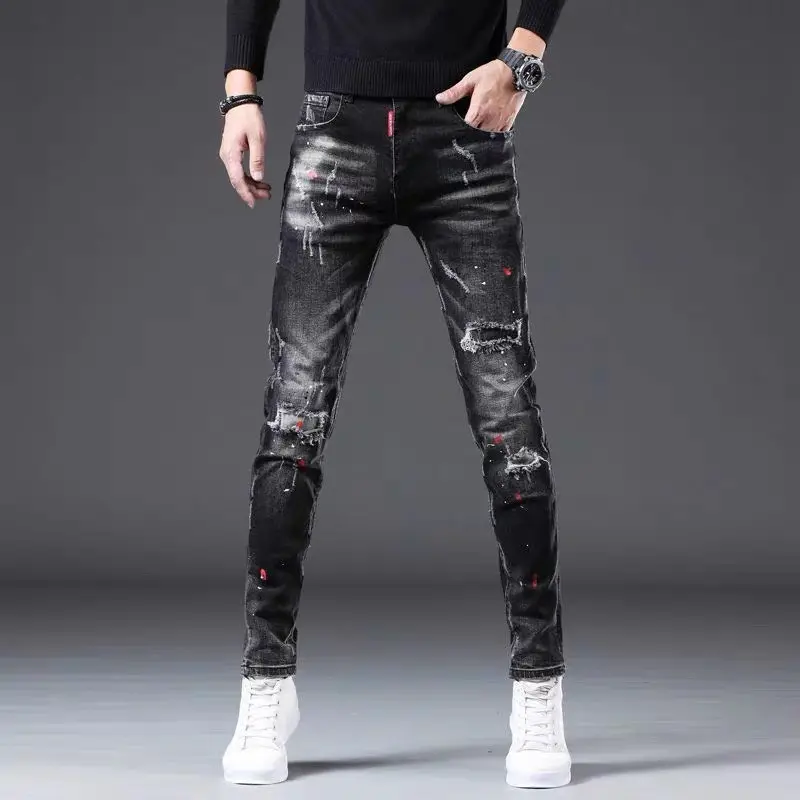 Quần jean nam dài đen rách vải sơn cao cấp -Chất denim co giãn Ôm gọn chân- Ms 97 Menswear Pants Có Túi 1