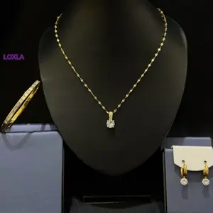 Kalung Leticia Permata Putih Bersama Bangle Cornelia TM Zircon Putih dan Anting Jepit Nagita Bahan Titanium Loxla