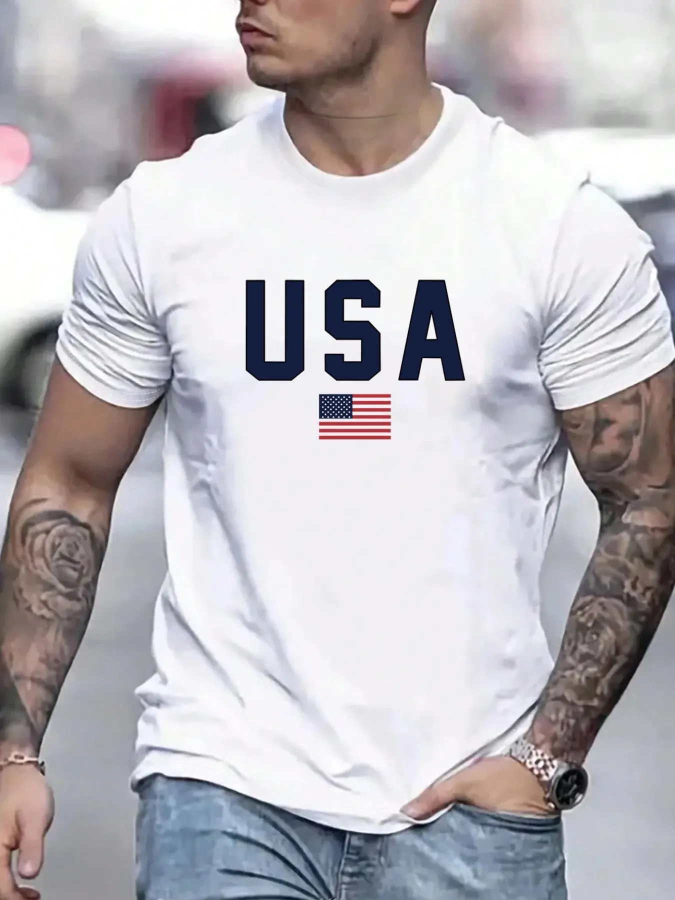 Unisex's Letter Print Round Neck Graphic Tee, Casual Comfy Short Sleeve T-shirt for Daily Wear, Unisex Top for Summer, Man