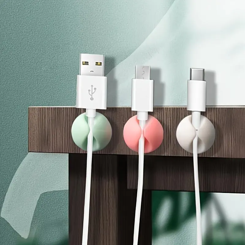 3pcs Desktop Data Cable Organizer, Single Hole Fixed Cable Clip, Phone Charging Cable Holder