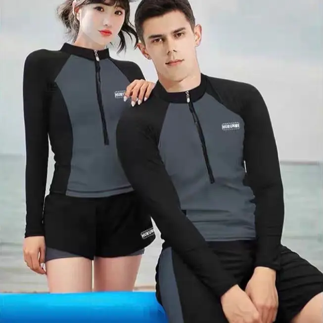 ￼Đồ bơi nam , đồ đi biển nam áo dài tay kèm quần đùi  kín đáo ( có đồ cặp cho nữ) 1