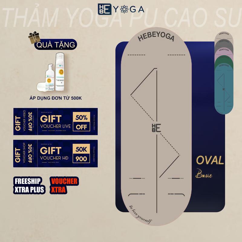 Thảm Tập Yoga Định Tuyến YOGA HBE PU Cao Su Thiên Nhiên Kiểu Dáng Oval 5 mm Cao Cấp Kèm Túi