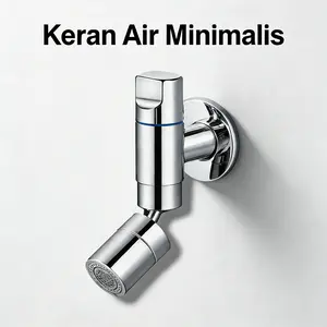 Kran Air Tembok Minimalis Hitam Hemat Tempat Anti Karat untuk Kamar Mandi & Taman