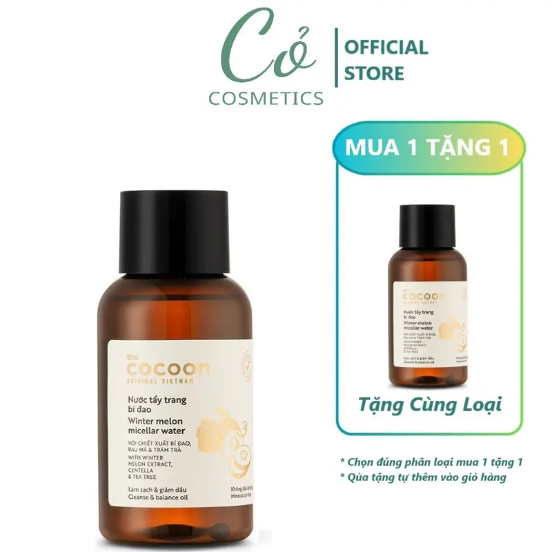 Nước Tẩy Trang Sạch Sâu Dành Cho Da Dầu Mụn Và Nhạy Cảm Chiết Xuất Bí Đao Và Tràm Trà Cocoon 140ML 0