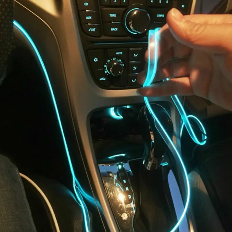 Đèn khí quyển, dây đèn lạnh EL, với USB, trang trí tự làm, cho bảng điều khiển điều Khiển ô tô, bảng điều khiển, đèn Xung Quanh LED tự động, chiều dài 1m, 2m, 3m, 5m, phụ kiện nội thất ô tô 0