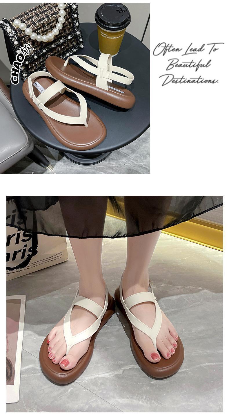 Product Introduction of Dép Nữ Mùa Hè, Đế Bệt Đế Mềm, Màu Trơn Giày La Mã, Dép Lê Đi Biển, Thích Hợp Đi Chơi Mùa Hè, Hàng Mới Về, 2024, Có Thể Đeo Ngoài Trời 24