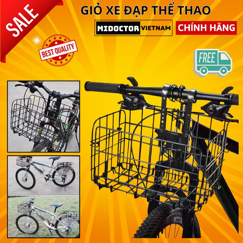 Giỏ Xe Đạp Thể Thao, Xe Địa Hình, Có Thể Gấp Gọn chịu tải lớn lên tới 50kg, chắc, bền đẹp Mầu Đen Cao Cấp hãng miDoctor