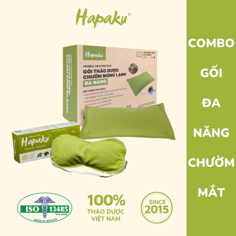 Combo Gối Thảo Dược Đa Năng Và Túi Chườm Mắt Thư Giãn Hapaku -  Đặc Biệt Túi Chườm Ấm Nóng Độ Bền Cao (Túi chườm Bụng Kinh)- Phù Hợp Làm Set Quà