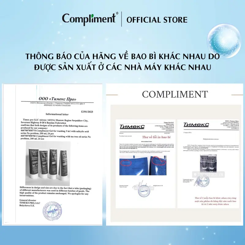 COMBO 2 CHAI Sữa rửa mặt BHA Compliment No Problem làm sạch sâu 200ml [Hàng Cty] compliment srm 4