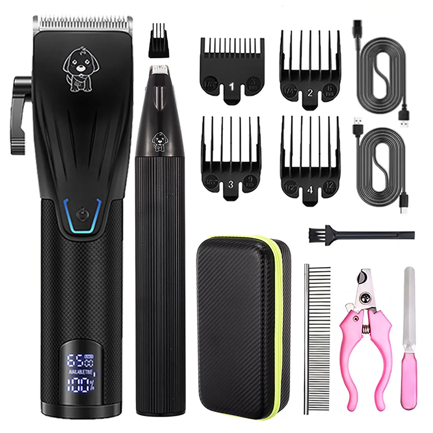 Cordless Pet Grooming Kit, 1 Set Rechargeable Dog & Cat Hair Trimmers, Comfort Hair Cut Machine for Dogs & Cats Grooming Supply