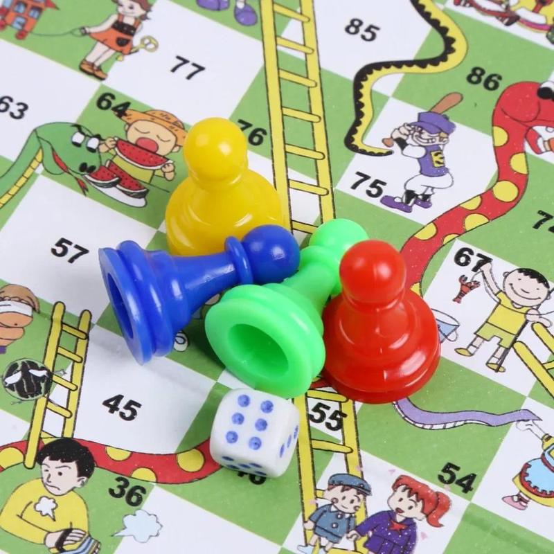 Product Introduction of Hot 1 Set Snake Ladder Educational Kids Children Toys Interesting Board Game Set Portable Flying Chess Board Family Board Game 11