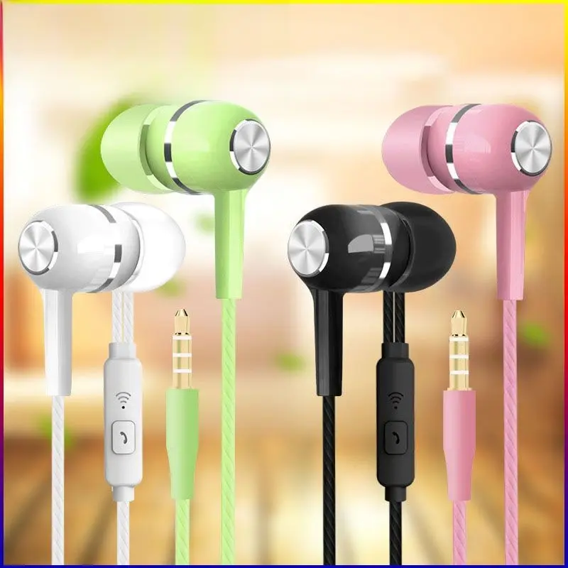 Cheap 3,5mm heavy bass wired earphone with mic sport headset HiFi Sport headphones Audio Earbud Electronic