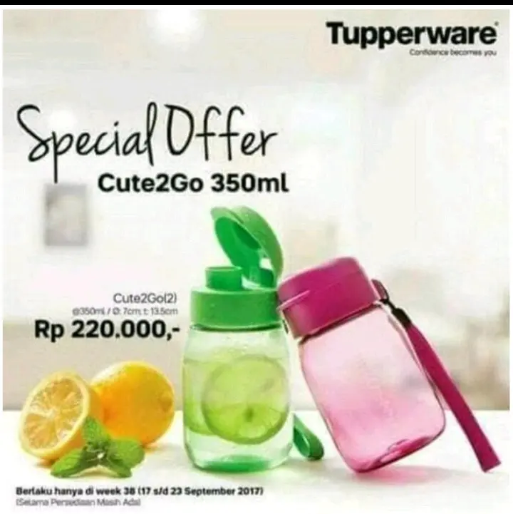 Tupperware ori / cute go 350 ml tupperware / botol minum anak tupperware bahan crystal 1