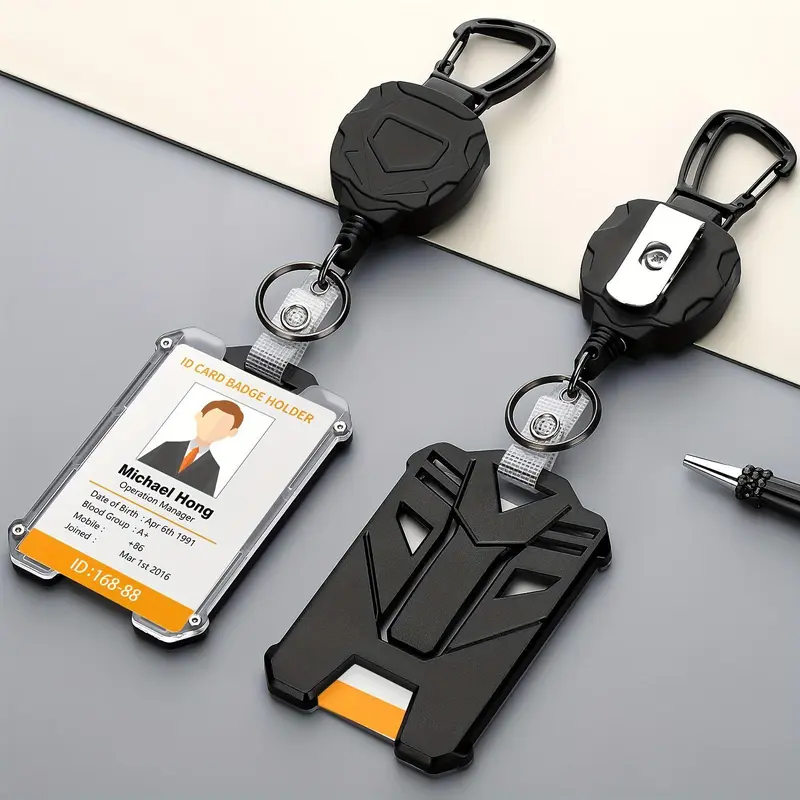 Retractable Badge Reel, 1 Count Keychain ID Badge Reel, Portable ID Card Holder for Students & Workers, Office Stationery & Supplies 7