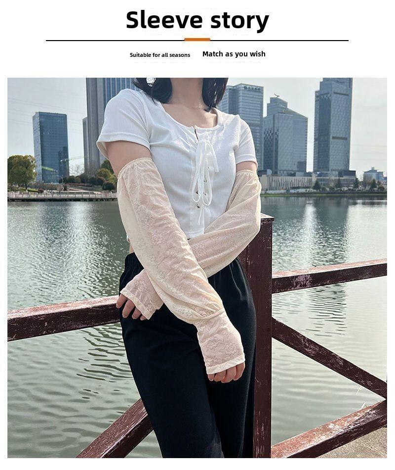 Product Introduction of Lace sunscreen ice sleeves Thin driving sunscreen Loose cool sleeves Women's ice silk sleeves Summer breathable 8