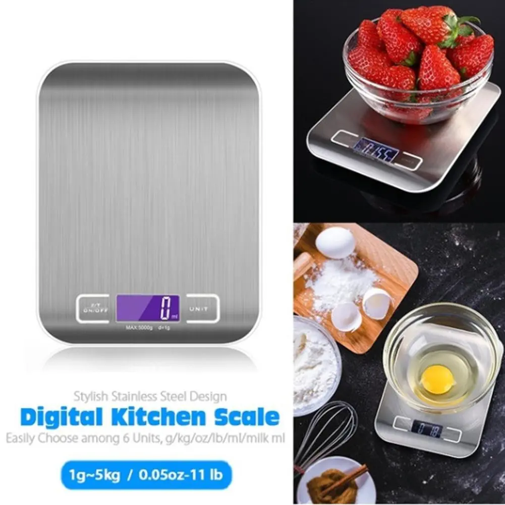5Kg Electronic Kitchen Scalestainless Steel Forfood Weighing Scale Accurate Digital Measuring Gram