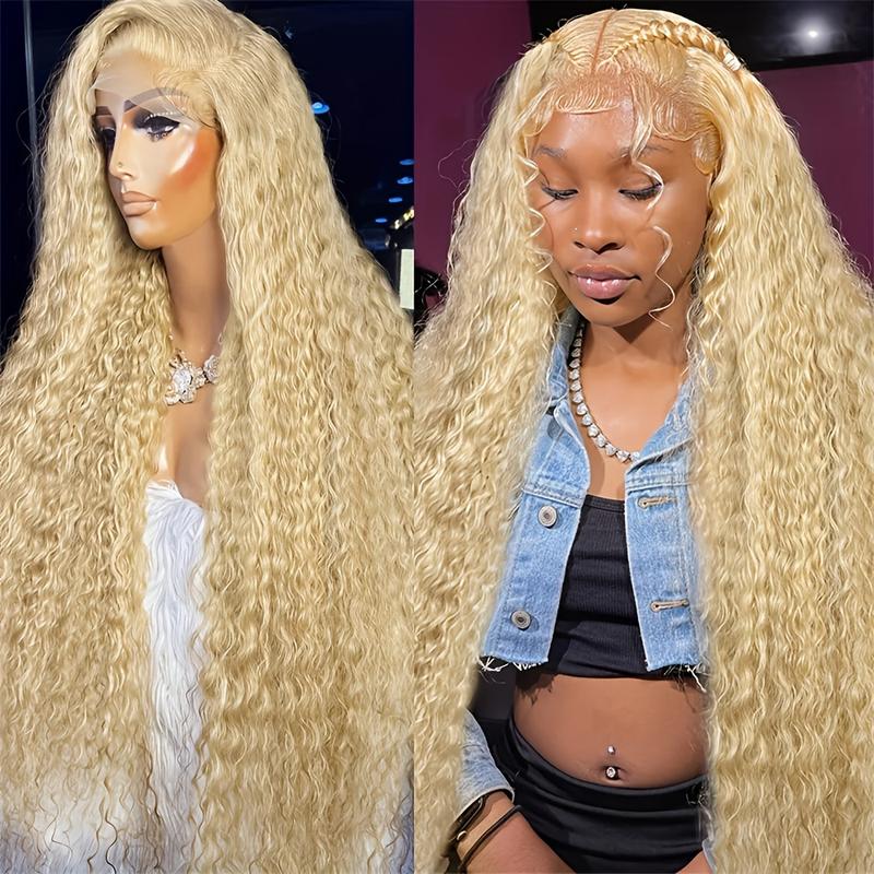 TikTok Shop 13x4 Hd Lace Frontal Wig 613 Blonde Wig Lace Human Hair Wigs Deep Wave Brazilian Hair Curly Human Hair Wigs For Women