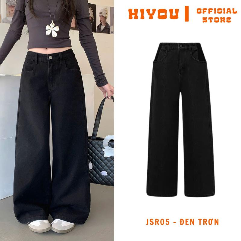 Mẫu Mới Hottrend Quần Jeans Nam Nữ Ống Suông Rộng JSR05 Đen Trơn Phong Cách Cá Tính Style Hàn Quốc