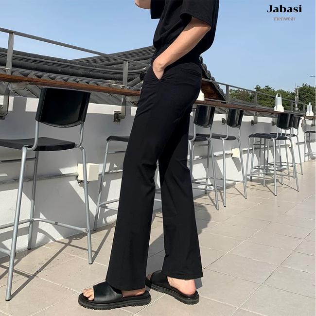 Quần ống loe nam Jabasi ,dáng baggy hàn quốc ống loe nhẹ hack dáng vải vitex