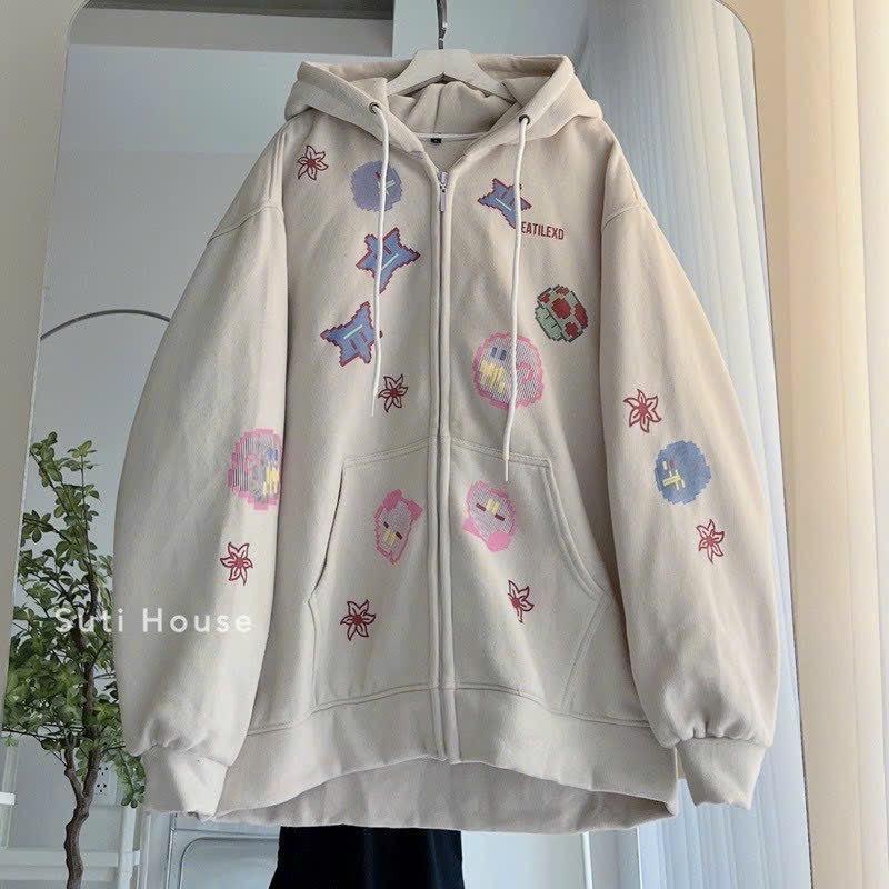 Product Introduction of Áo Khoác Nỉ Hoddie Form Rộng Họa Tiết Hoạt Hình Cute -Siêu xᶖnh Thời Trang Thu Đông TP Hoodie Nữ Women Top 16