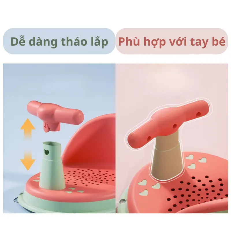 Ghế Ngồi Tắm Cho Bé Chống Trơn Trượt, Ghế Tập Ngồi Đa Năng Kèm Đế Hít, Bánh Xe 7
