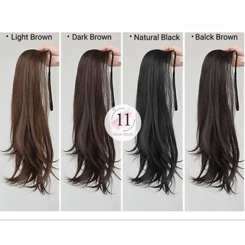 Hair Clip Ponytail Tali Lurus Natural 45cm/55cm Black Brown Coklat 3