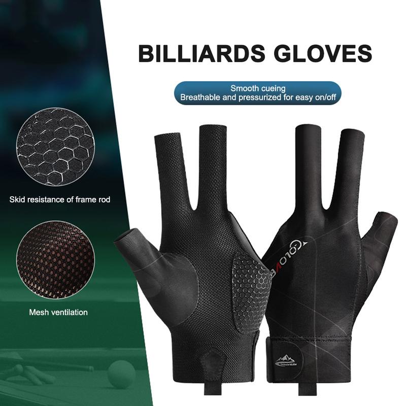 Product Introduction of Open Finger Billiard Gloves Breathable Polyester Snooker Sport Glove Adjustable Sticker Smooth Soft Lightweight Amateur Training 17