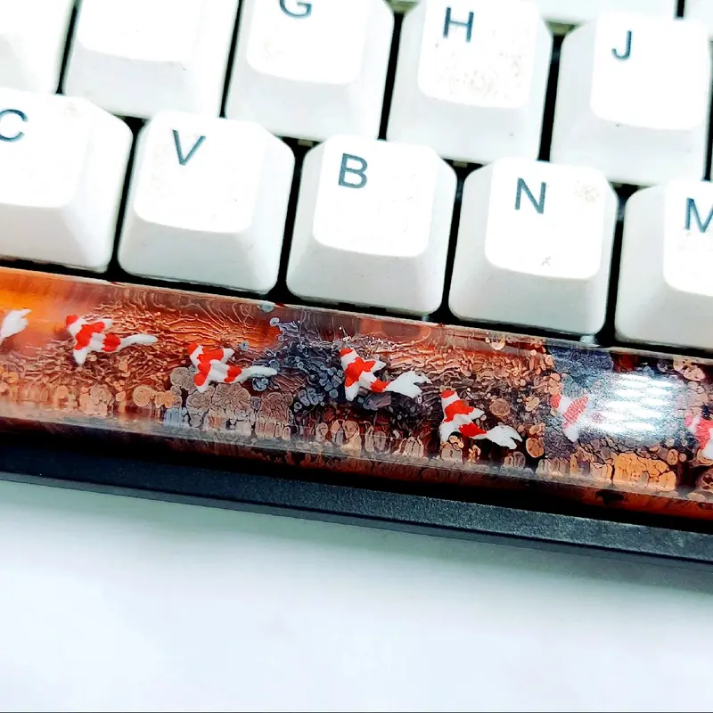 Keycap resin cá koi tone cam đen SA 6.25U trang trí bàn phím cơ 3