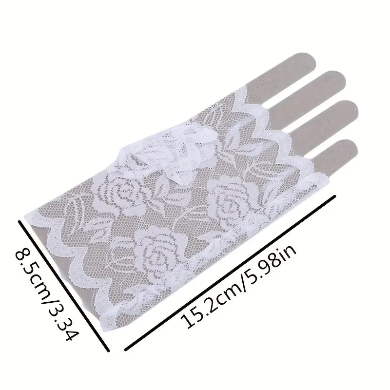 Women's Lace Wedding Gloves Half Finger Covering Short Dance Decorative Gloves 3