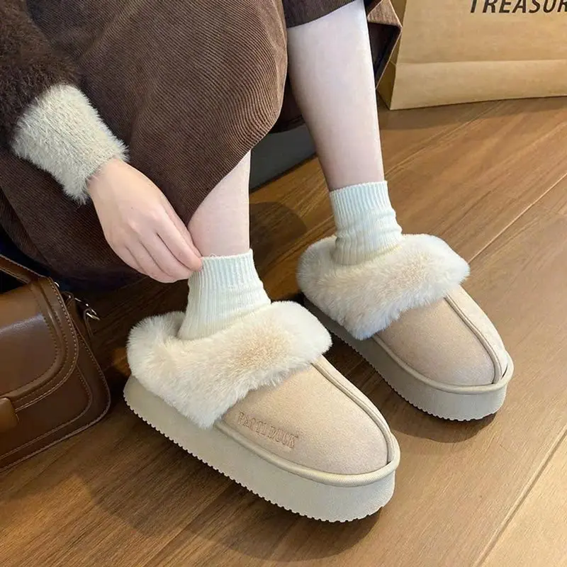 Sục Nữ Cổ Lông Dập Chữ PAT DUCK Đế Siêu Nhẹ Ấm Mùa Đông Cao Cấp SUKKEPO DéP Slipper Women Có Quai Dép Lê 3