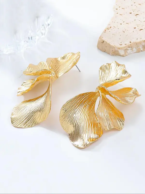 Irregular Petal Design Dangle Earrings, Fashionable Jewelry for Women, Daily Clothing Decor, Trendy All-match & Exquisite Jewelry for Birthday Gift 5