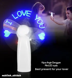 Ready Kipas Angin Genggam Mini LED Nyala Plastik ABS Putih Biru/Merah 3x AAA Hadiah Ulang Tahun Pernikahan Anniversary