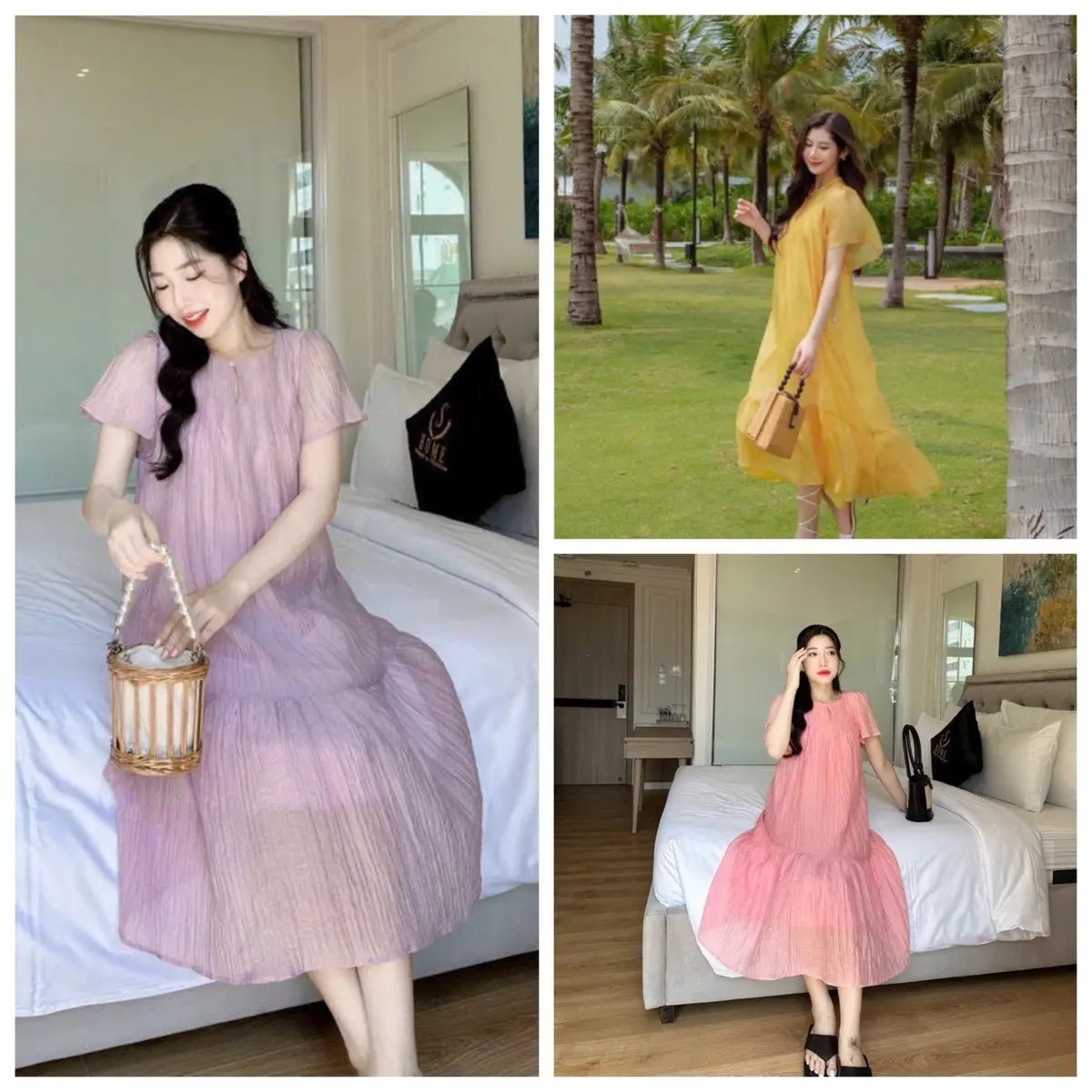 Đầm Đũi Tơ Dáng Suông Tay Cánh Tiên Đuôi Cá