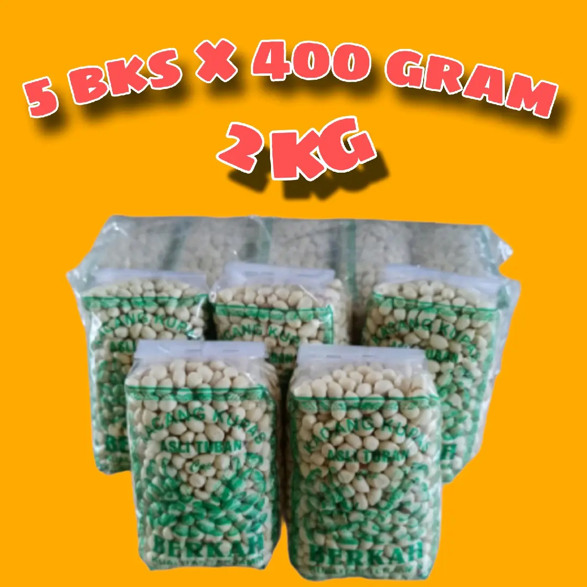(5 BKS)KACANG KUPAS 400 GR ASLI TUBAN TOTAL BERAT 2KG PAS(BIJI KECIL)