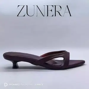 ZUNERA velena heels 3cm sandal wanita kekinian burgundy High