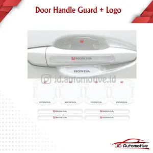 Pelindung anti lecet gores gagang handle pintu mobil + Logo (1 Set 8 Pcs)