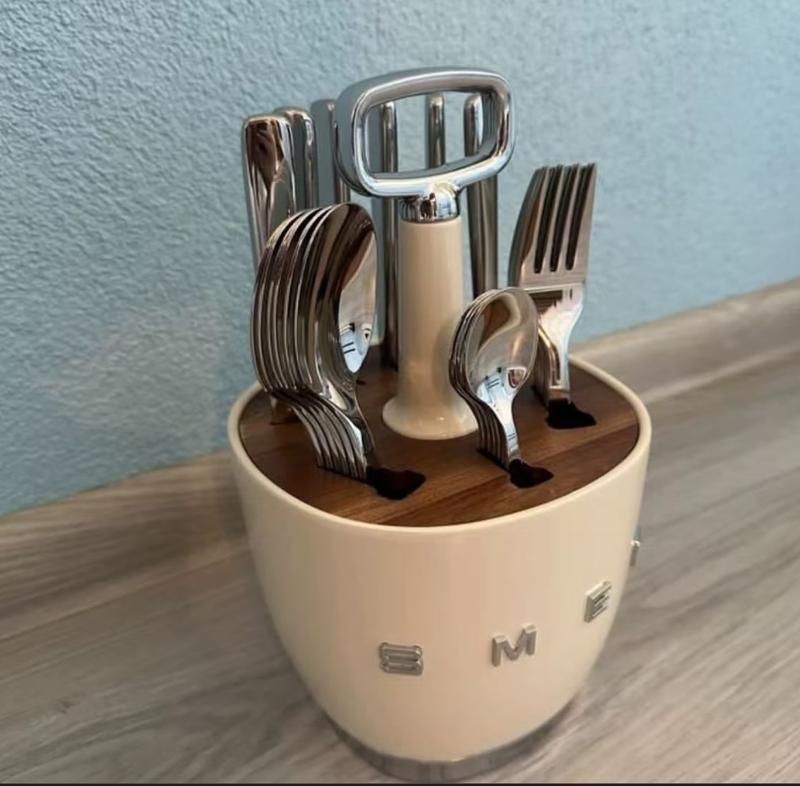 Giá đựng dao kéo Ý SMEG,Bộ dao thìa dĩa dành cho gia đình,giới hạn bằng thép không gỉ 304 Giá đựng dao kéo 4