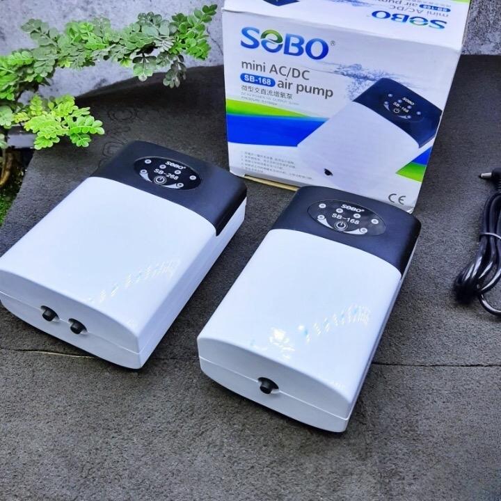 Máy Sủi Oxy Tích Điện 2 Vòi Sobo SB-268 2W - 2x3Lít Phút SEBO 1 vòi SB -168 - Phòng Cúp Điện Cho Hồ Cá