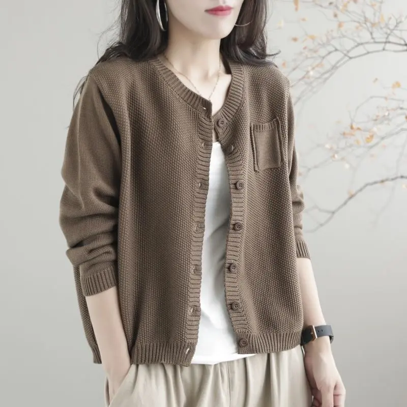 Áo Nữ, Áo Len, Quần Áo Mùa Thu, Dáng Rộng Vừa Vặn, Phong Cách Nghệ Thuật Cổ Điển Trang Phục Thường Ngày Thích Hợp Cho Phụ Nữ Đi Lại, Áo Khoác Cardigan Áo Len, Hàng Mới Về