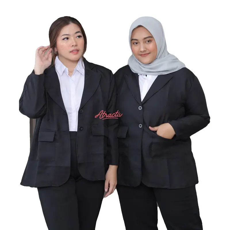 ATRACTIV Blazer Formal Jumbo Wanita LD150 Blazer Wanita Jumbo Oversize LD120 LD130 LD145 LD150 Jas Kantor Kerja Tebal Baju Hitam 2