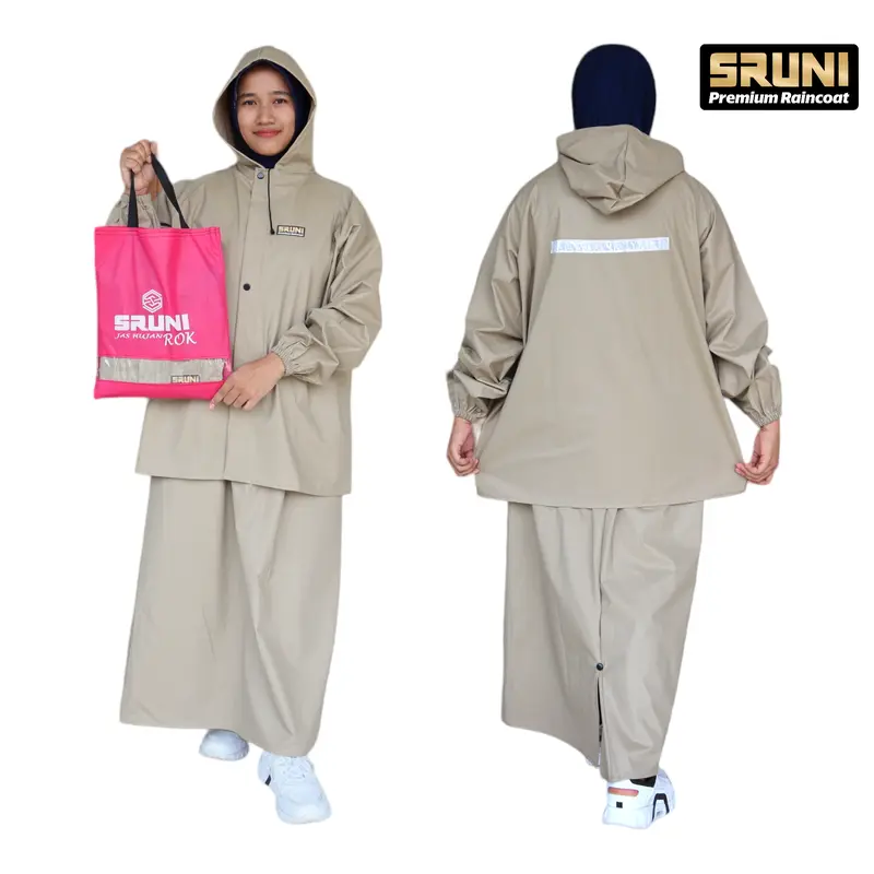 JAS HUJAN WANITA ROK BY SRUNI BAHAN TEBAL MURAH PVC 0.25 RAINCOAT ANTI REMBES ROK JAS HUJAN WANITA VIRAL Tahan air 0